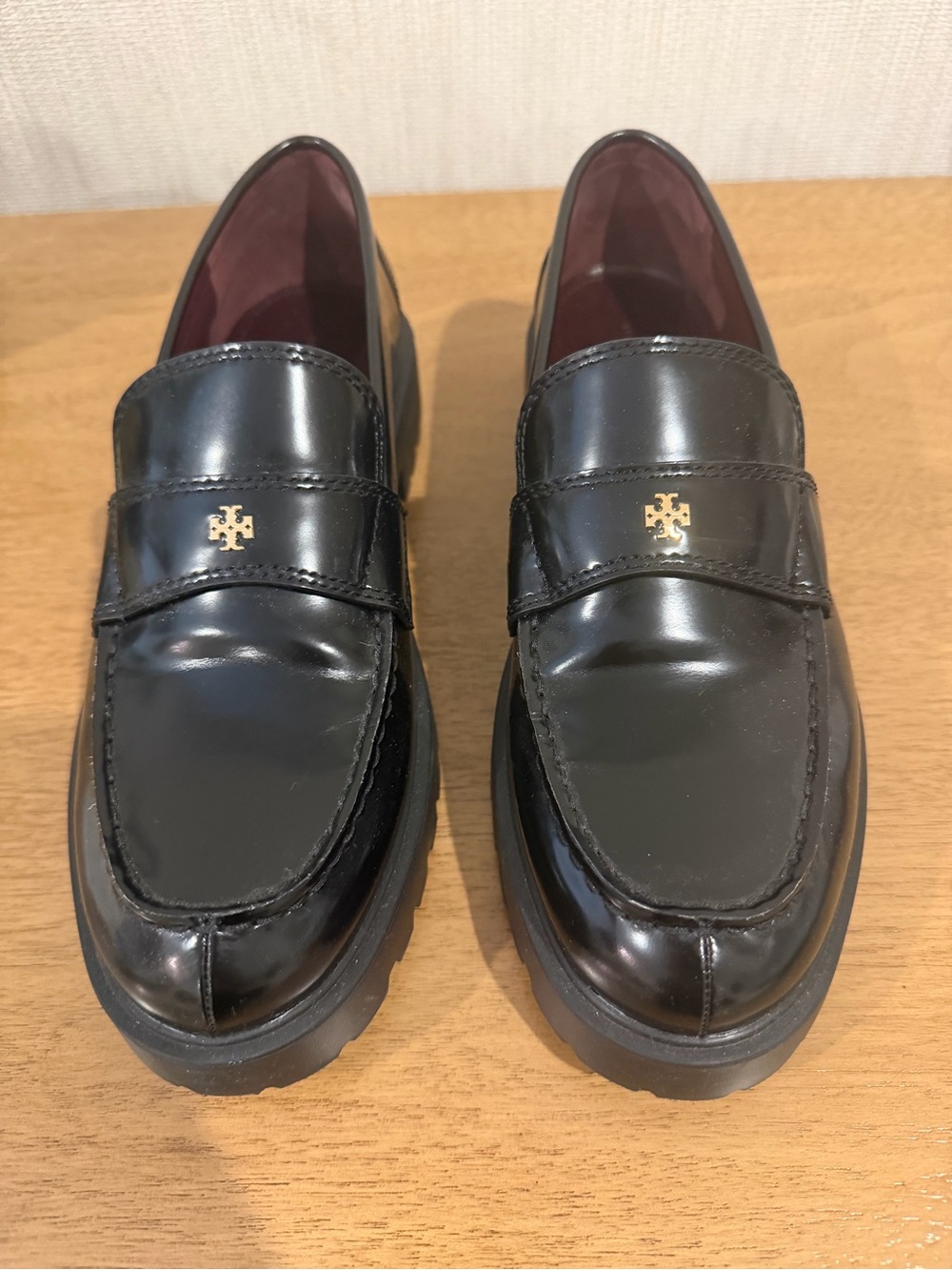 Tory Burch Classic Lug Sole Penny Loafers with Gold Logo
